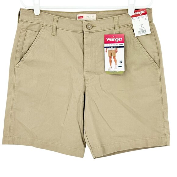 Wrangler Men's Five Star Premium Stretch Regular Fit Tan Shorts Size 32x7 NWT - Picture 1 of 11